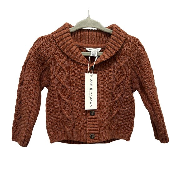 Janie and Jack Cable-Knit Cardigan Button Down Sweater Rust Size 6-12 Months - Picture 5 of 7